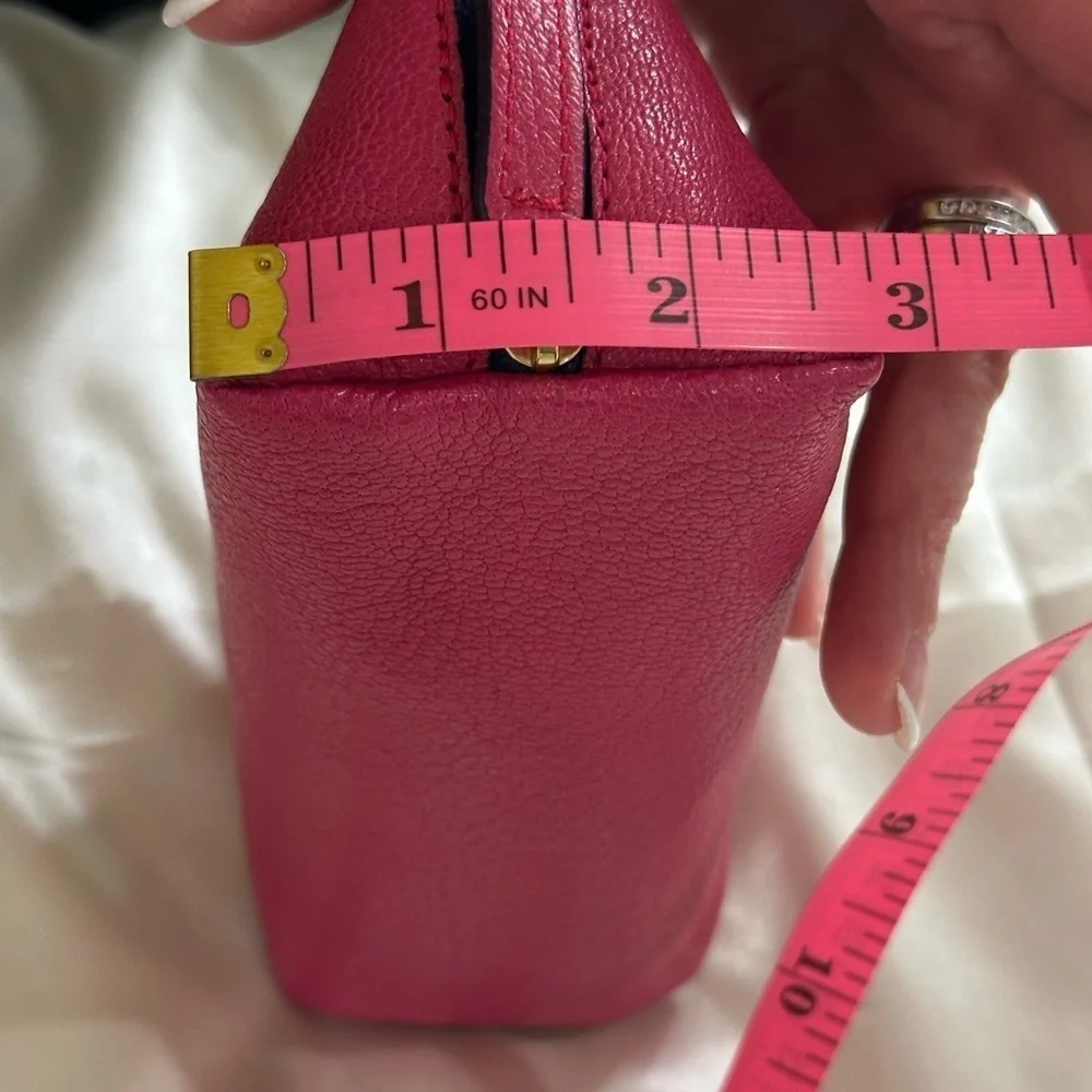 Smythson Of Bond St Cosmetic Case Panama Leather Fuschia Pink Gold Travel Chic